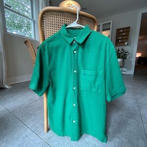 Zara XL short sleeve green button down